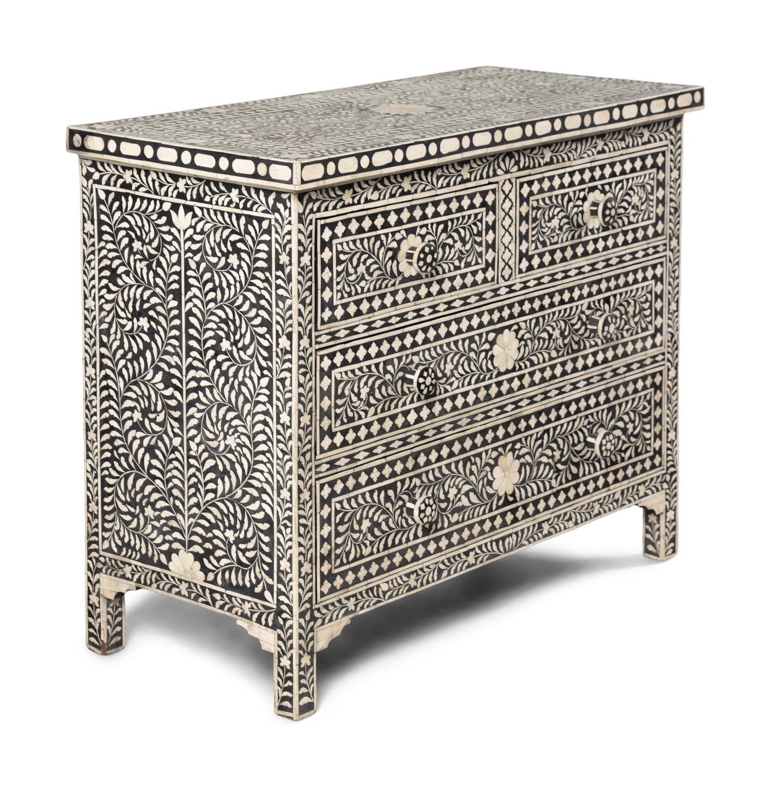 A Levantine Bone-Inlaid Chest of Drawers