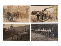[EPHEMERA]. A group of 52 RPPCs & photographs of automobiles, bicycles, and motorbikes.