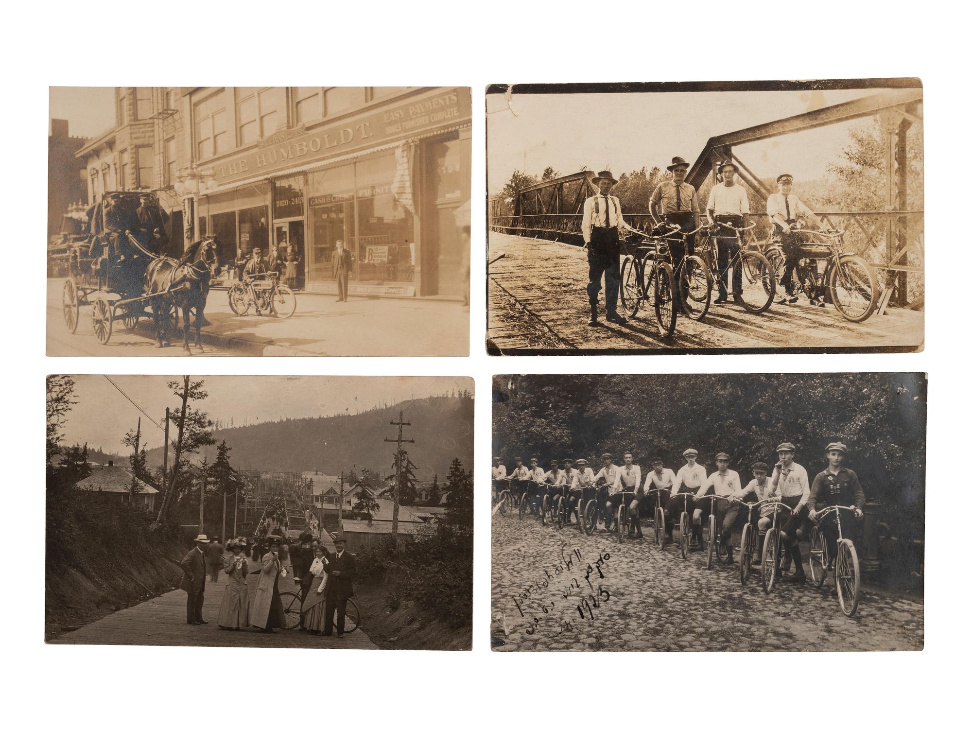[EPHEMERA]. A group of 52 RPPCs & photographs of automobiles, bicycles, and motorbikes.