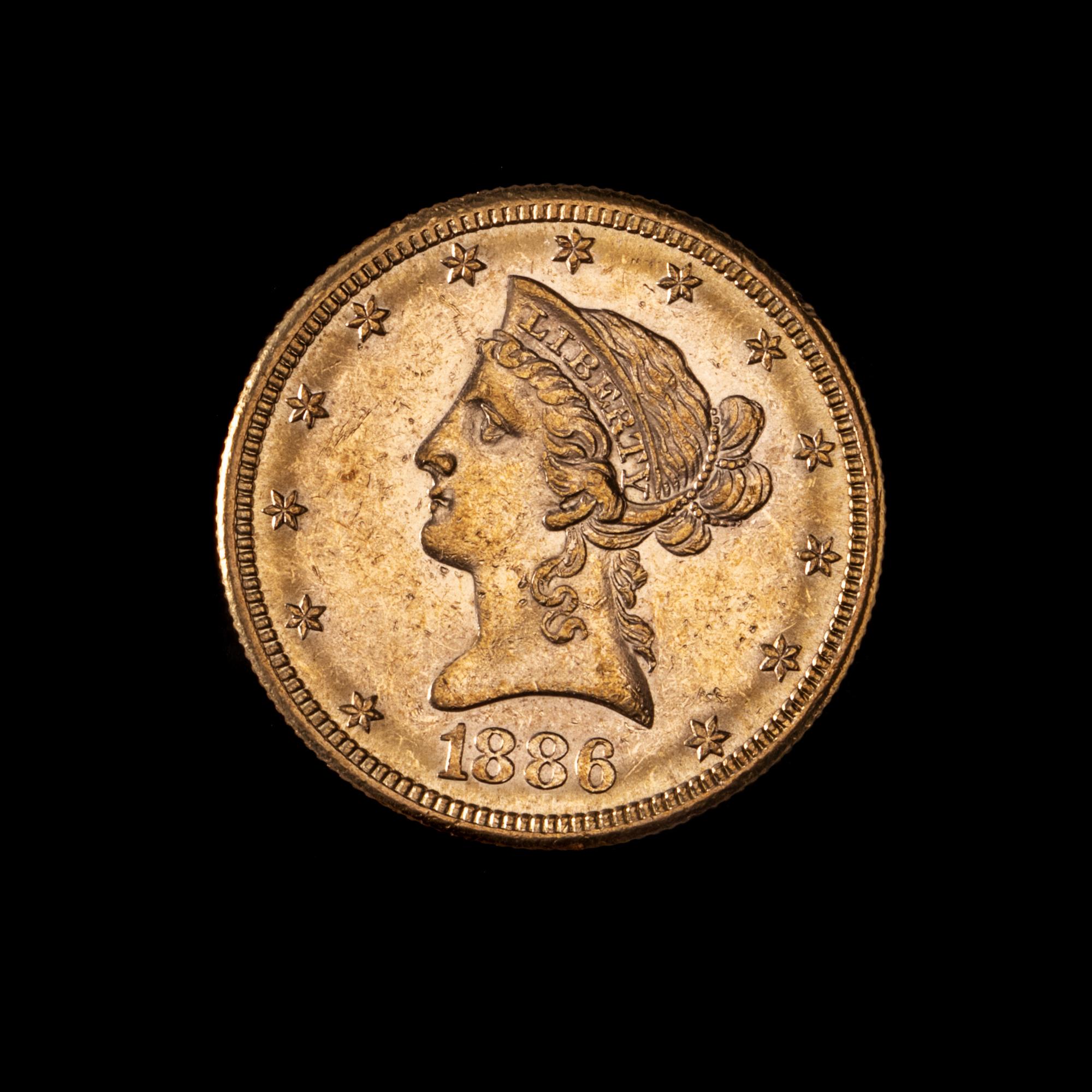 A United States 1886-S Liberty Head $10 Gold Coin