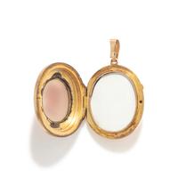 A Neoclassical Gold and Agate Cameo Locket with the God Silenus wearing an Ivy Crown