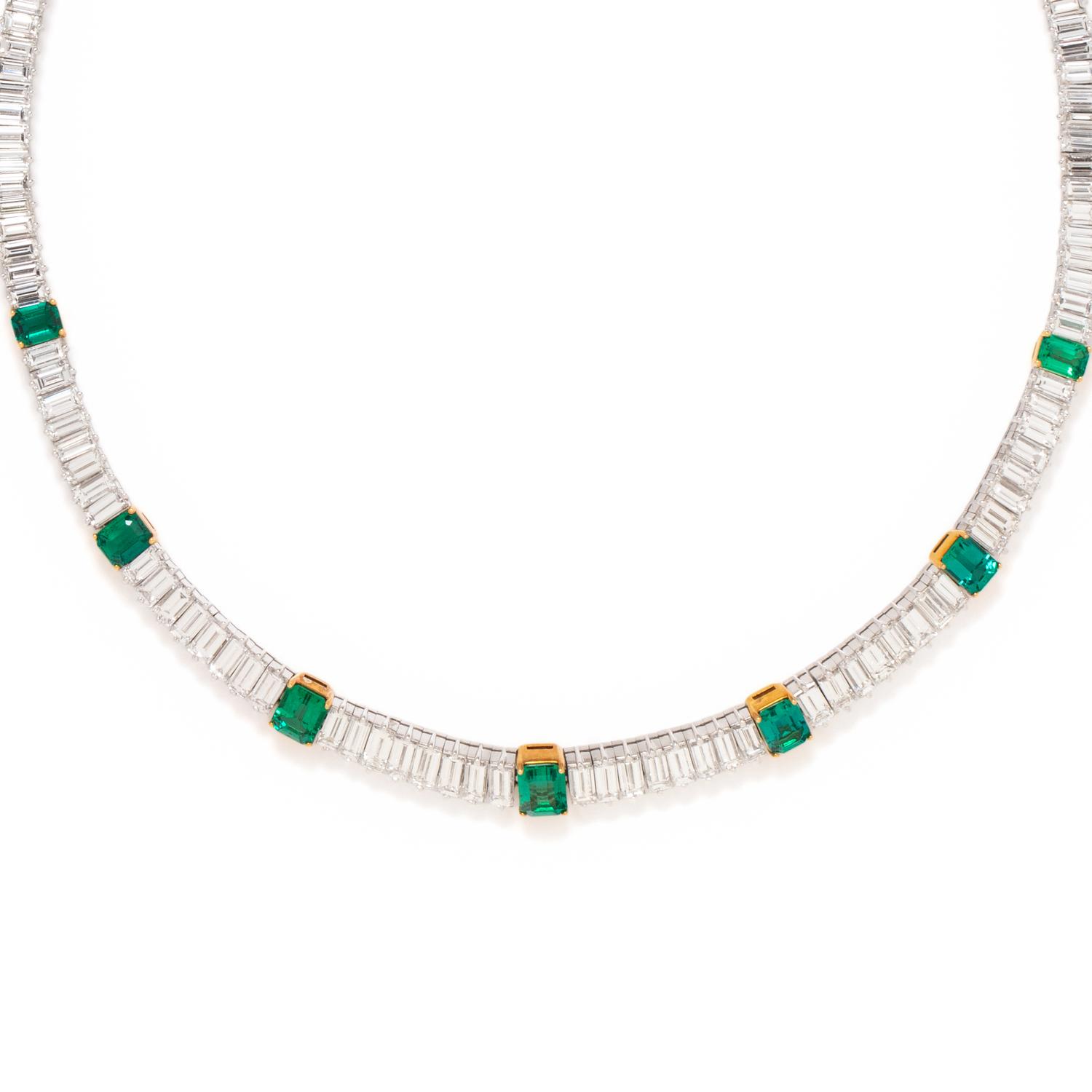 EMERALD AND DIAMOND NECKLACE