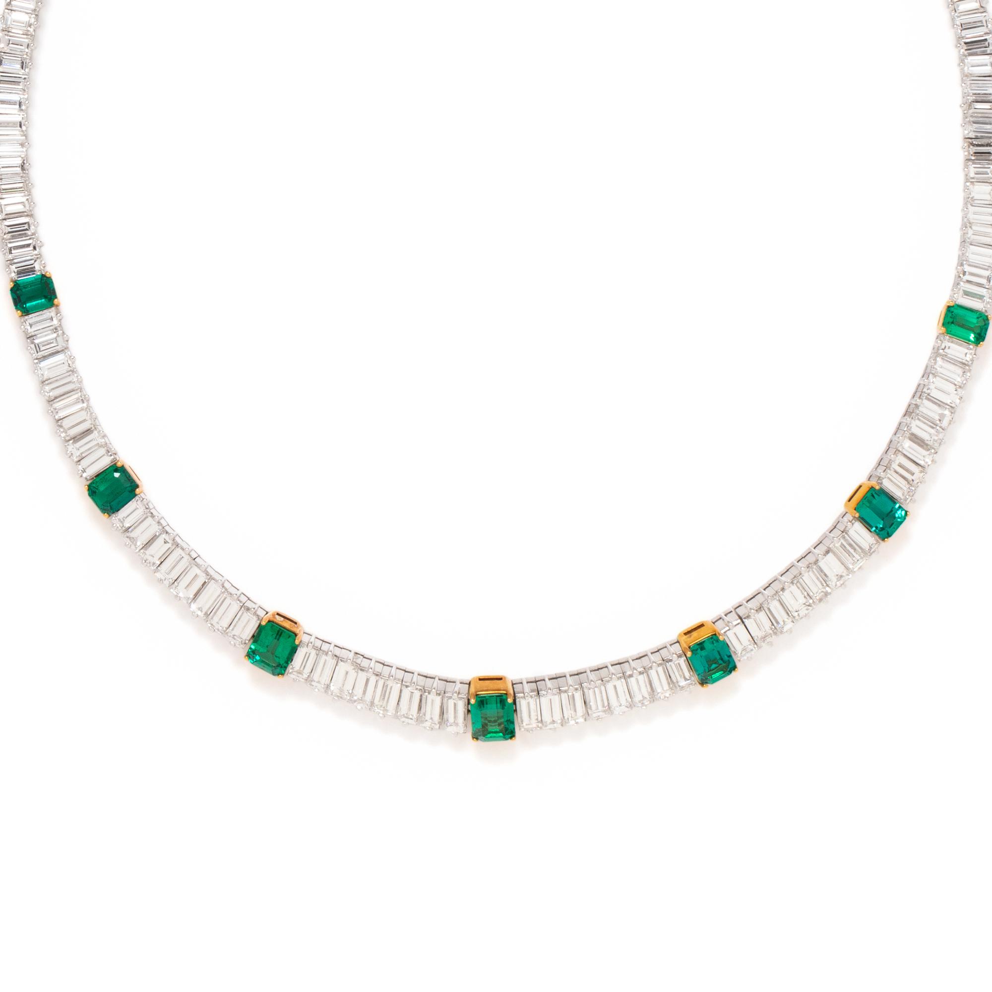 EMERALD AND DIAMOND NECKLACE
