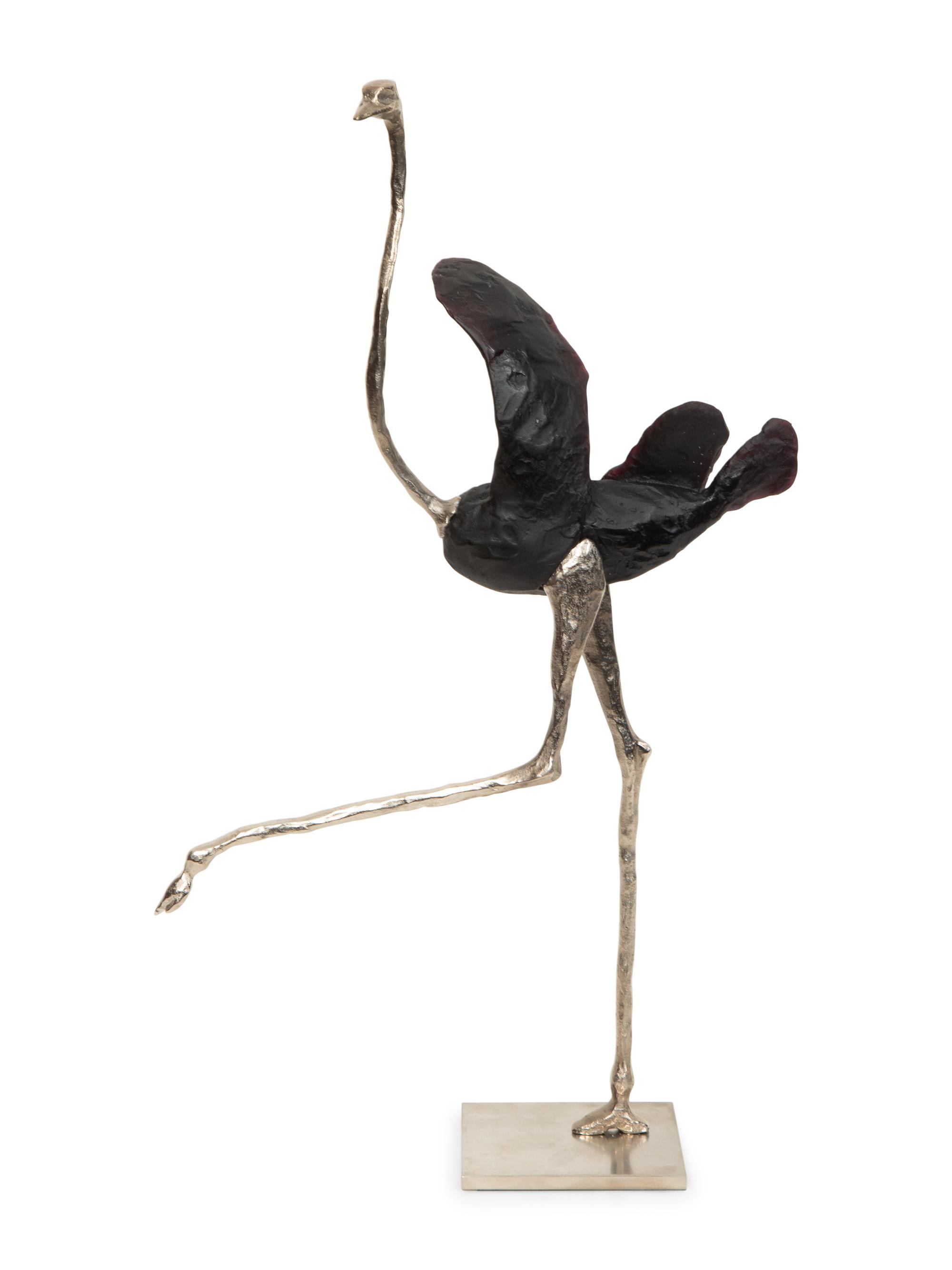 A Daum P â te de Verre La Miss Ostrich Sculpture
