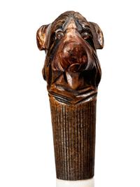 An English Carved Oak and Walnut Zoomorphic Walking Stick