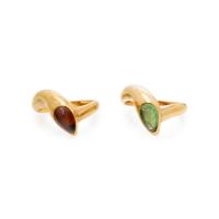 BULGARI, TWO YELLOW GOLD AND GEMSTONE 'SERPENTI' RINGS