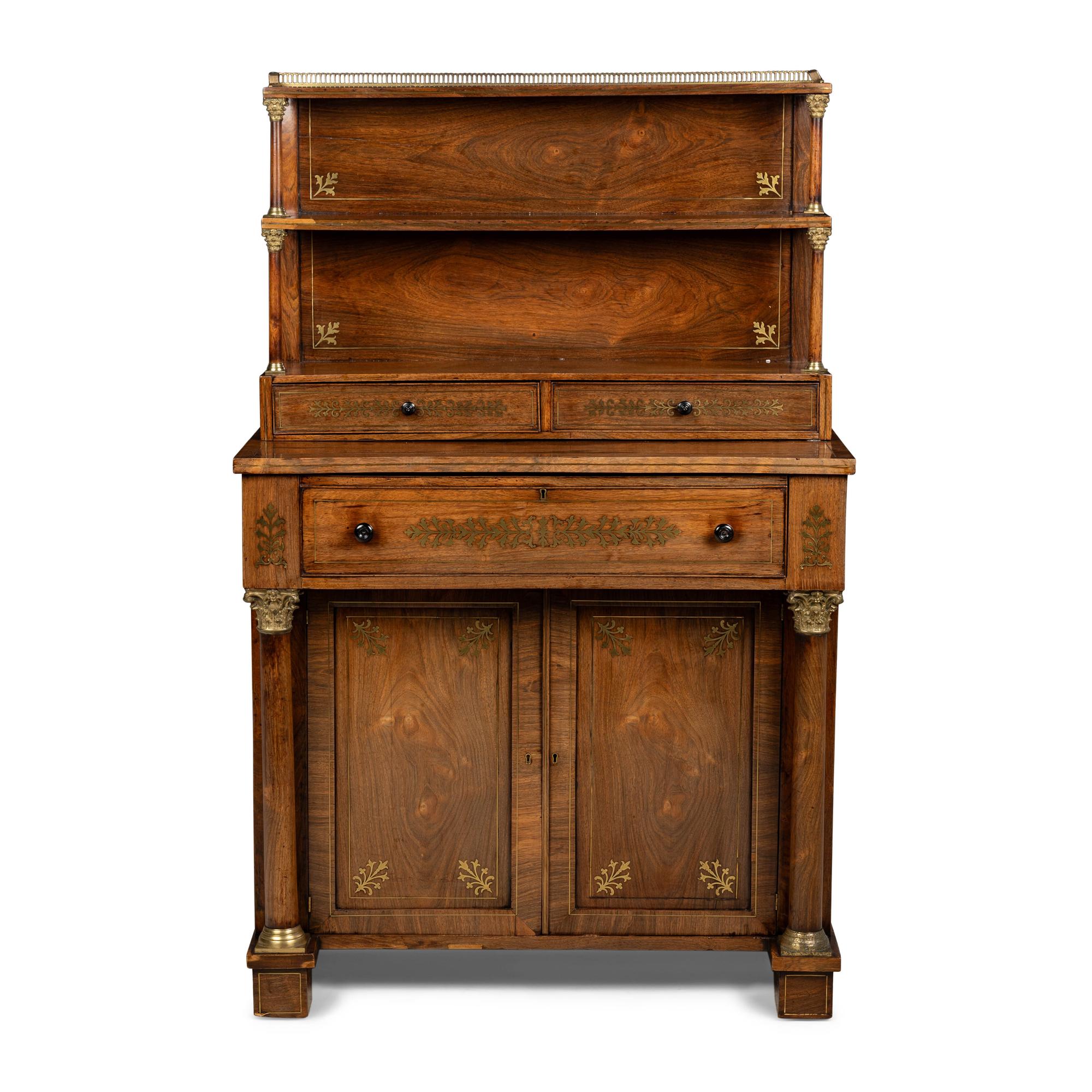 A Regency Mahogany and Brass Inlaid Chiffonier