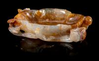 A Carved Agate Brush Washer Length 5 inches.