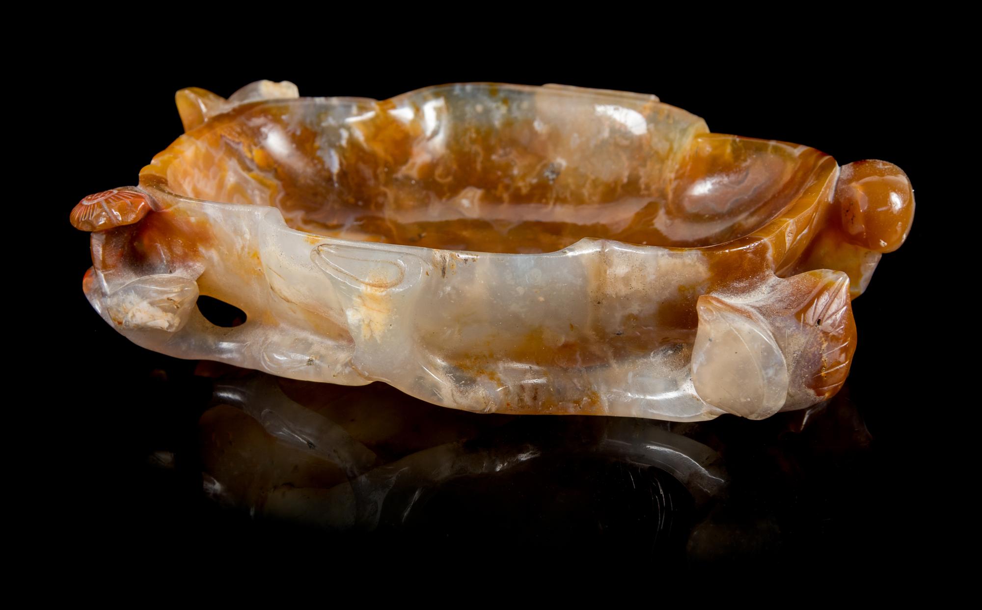 A Carved Agate Brush Washer Length 5 inches.