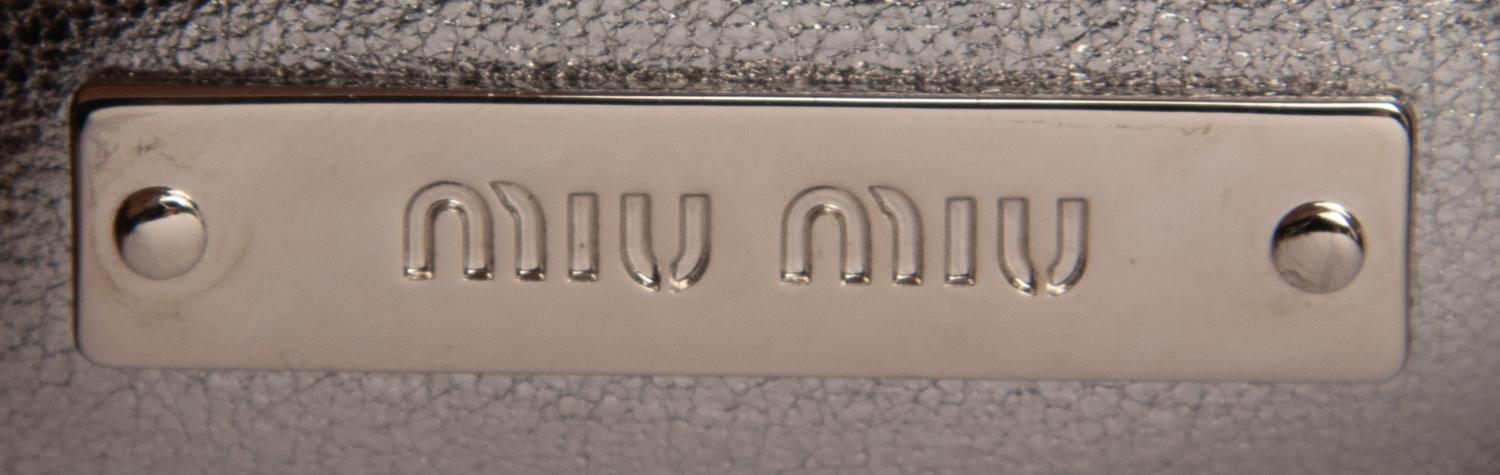 MIU MIU, QUILTED SILVER LEATHER FLAP BAG