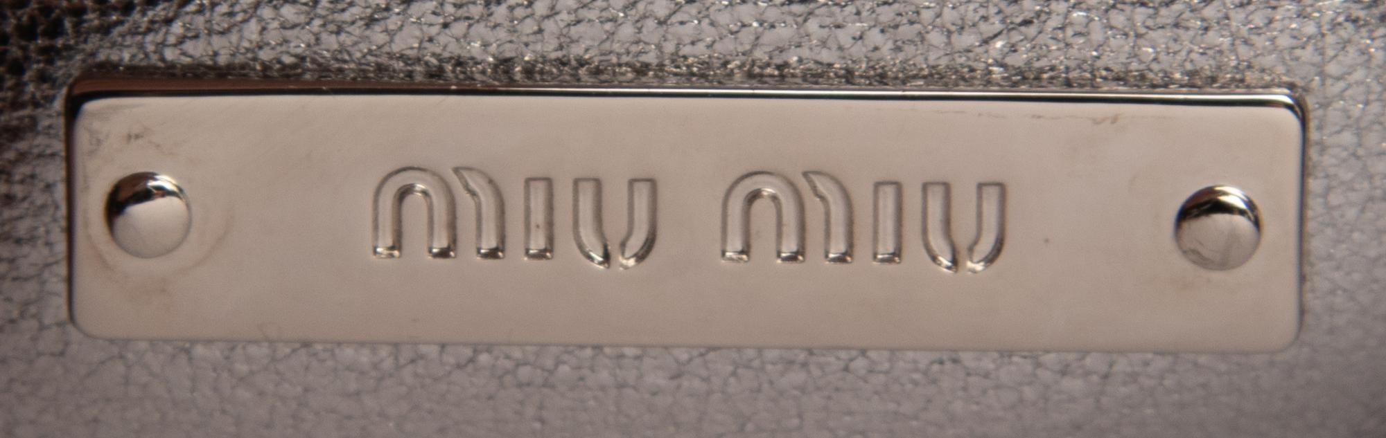 MIU MIU, QUILTED SILVER LEATHER FLAP BAG