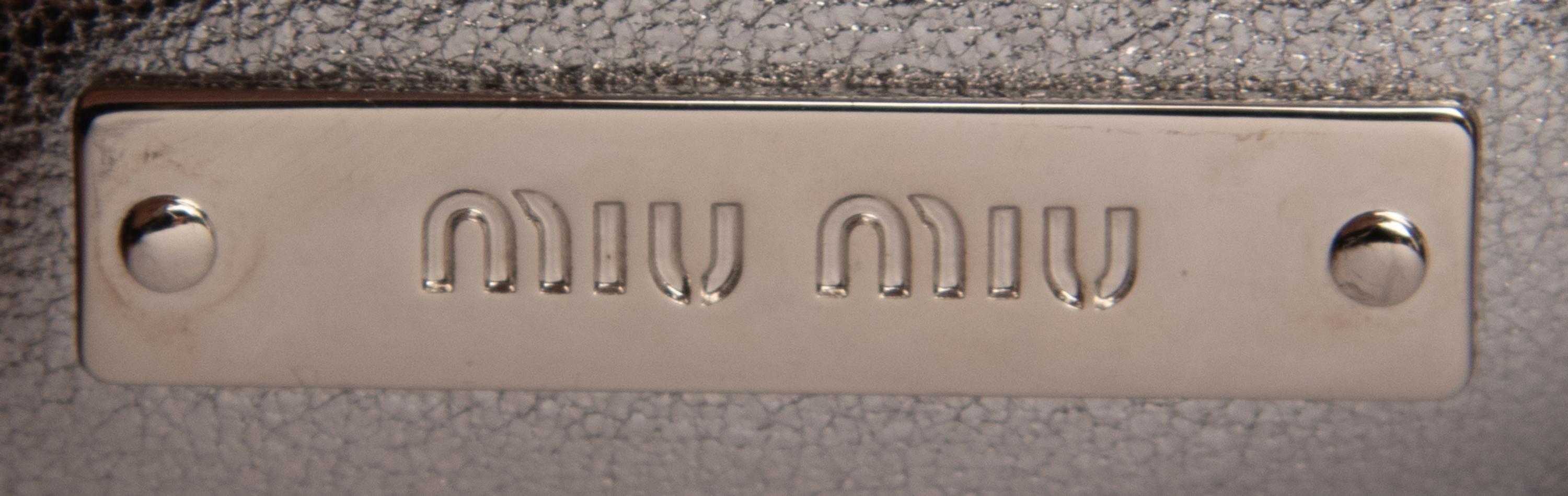 MIU MIU, QUILTED SILVER LEATHER FLAP BAG