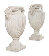 A Pair of Neoclassical Style Marble Urns