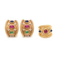 YELLOW GOLD, MULTIGEM AND DIAMOND SET
