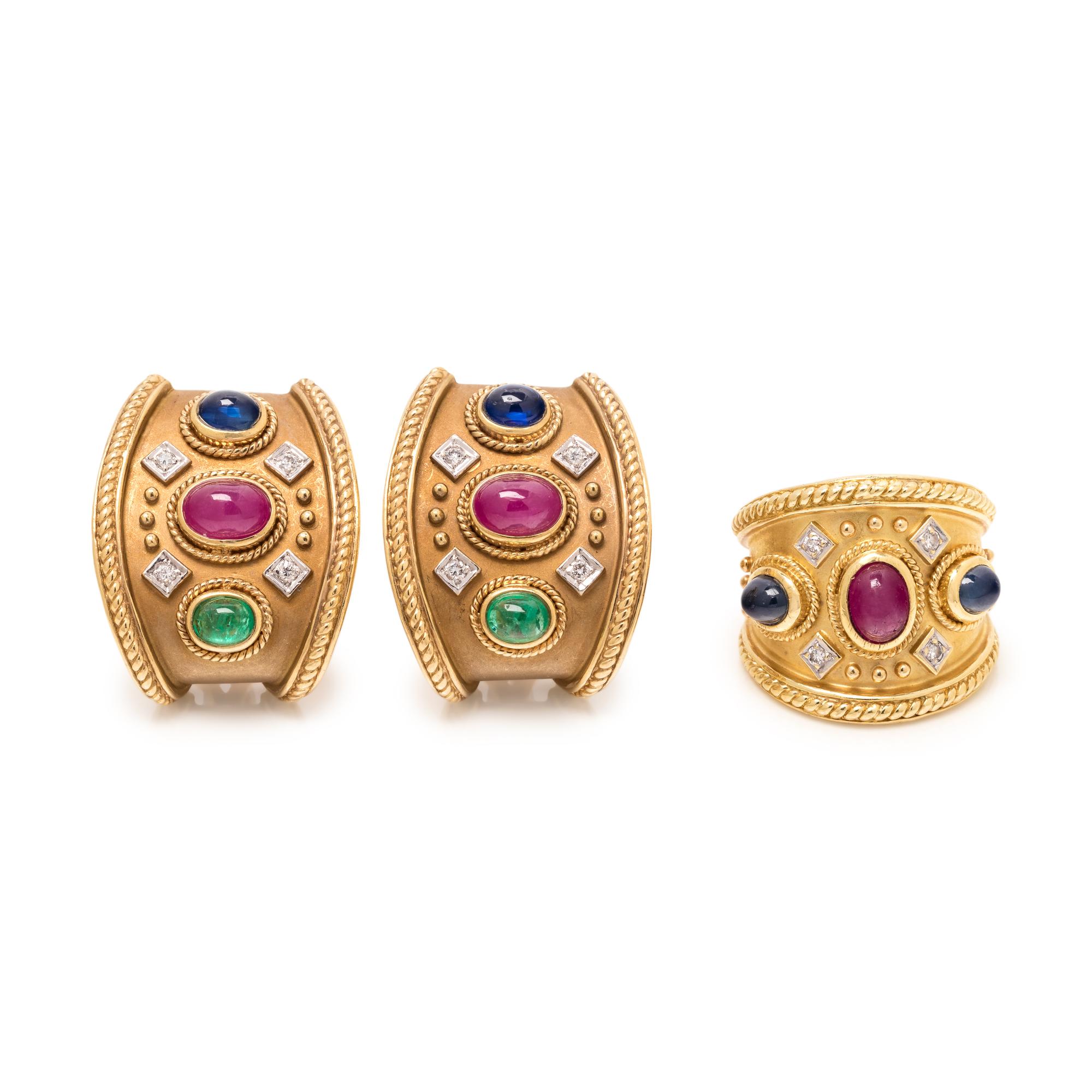 YELLOW GOLD, MULTIGEM AND DIAMOND SET