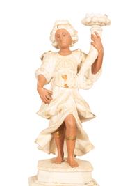 A Pair of Italian Painted Figural Candelsticks on Pedestal Bases