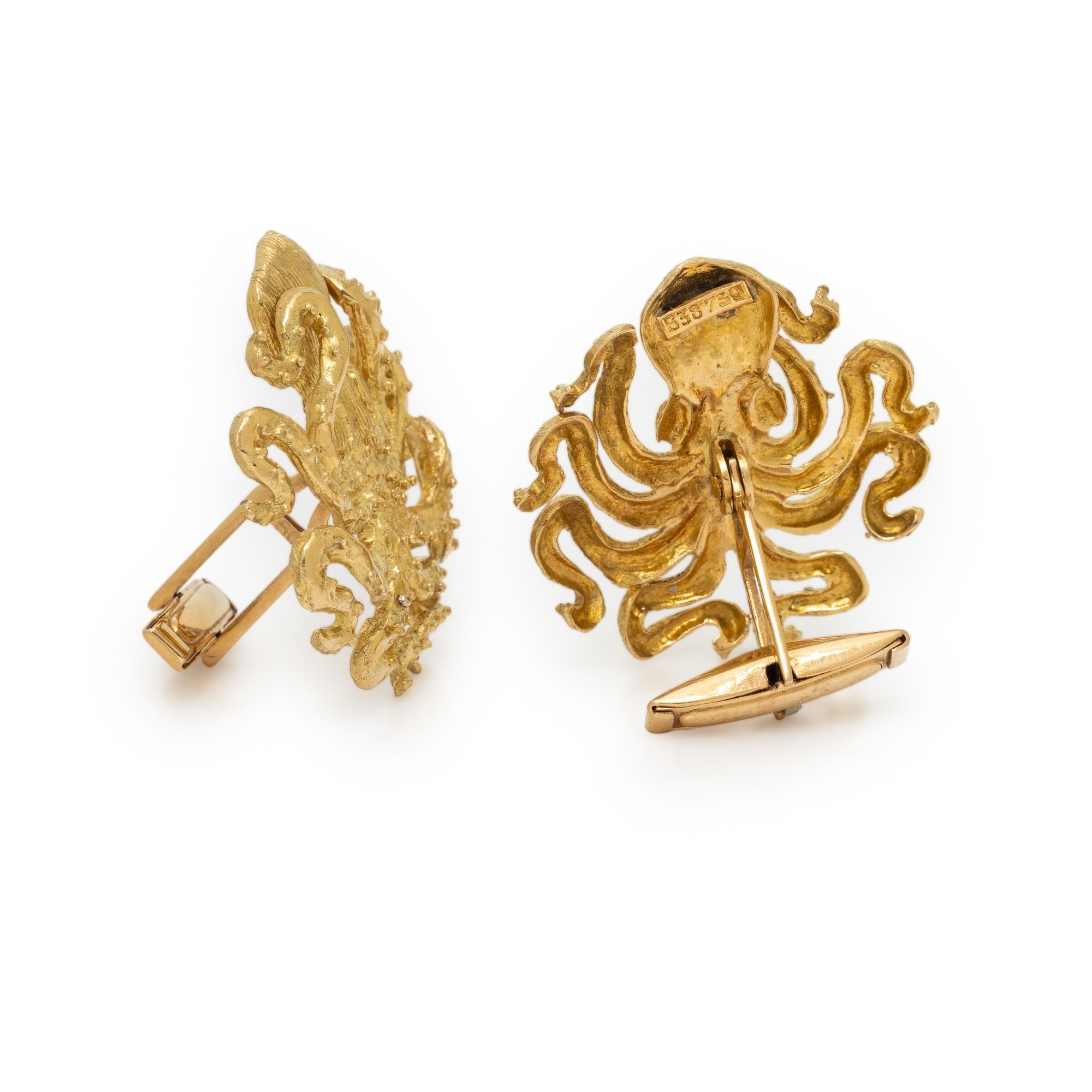 YELLOW GOLD OCTOPUS CUFFLINKS
