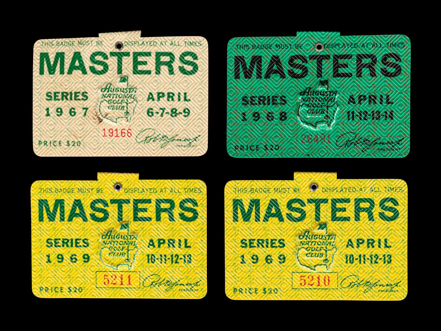 A Group of Four 1960s Masters Golf Tournament Augusta National Badges,