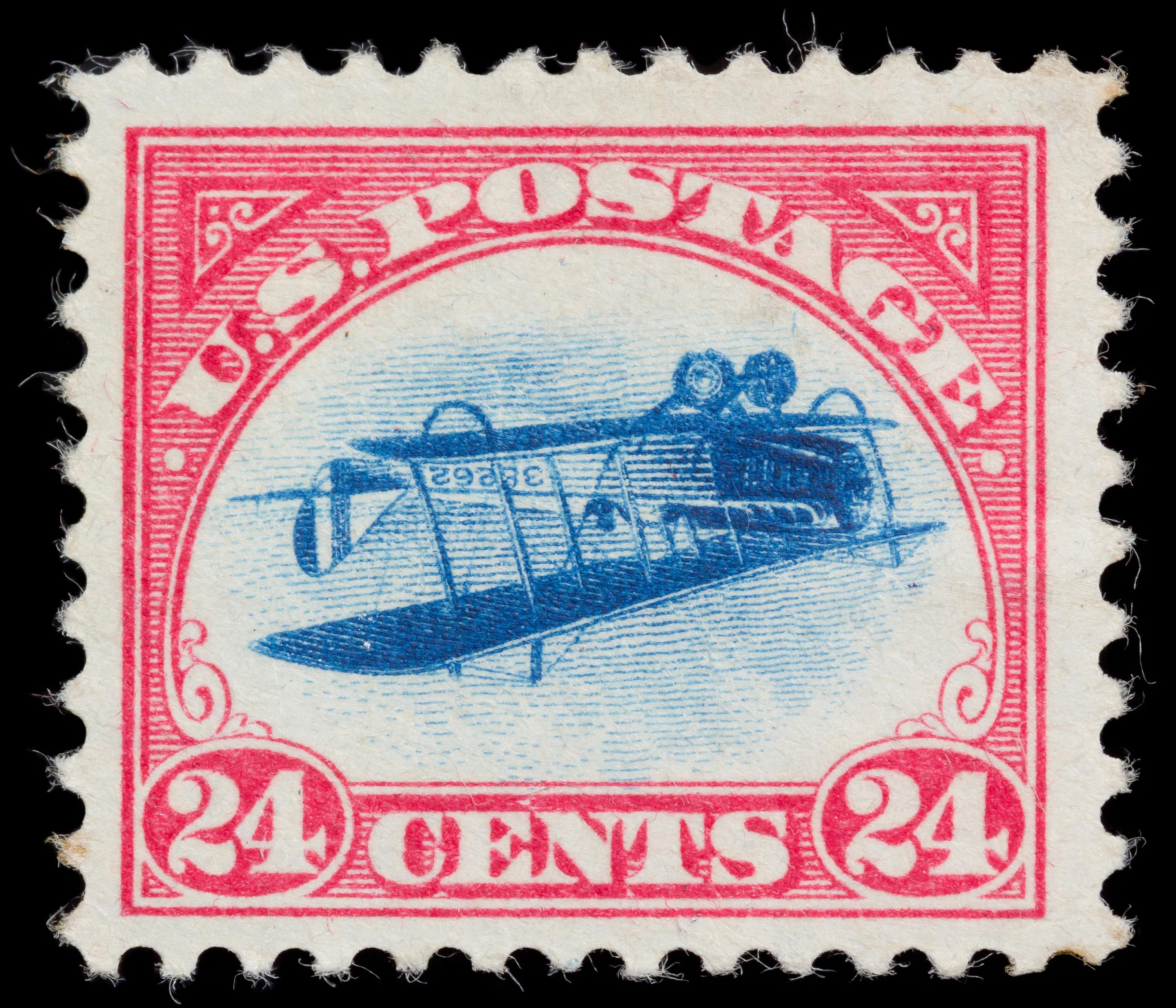 A United States 1918 24-Cent Carmine Rose & Blue Airmail Inverted Jenny Stamp — POSITION 79