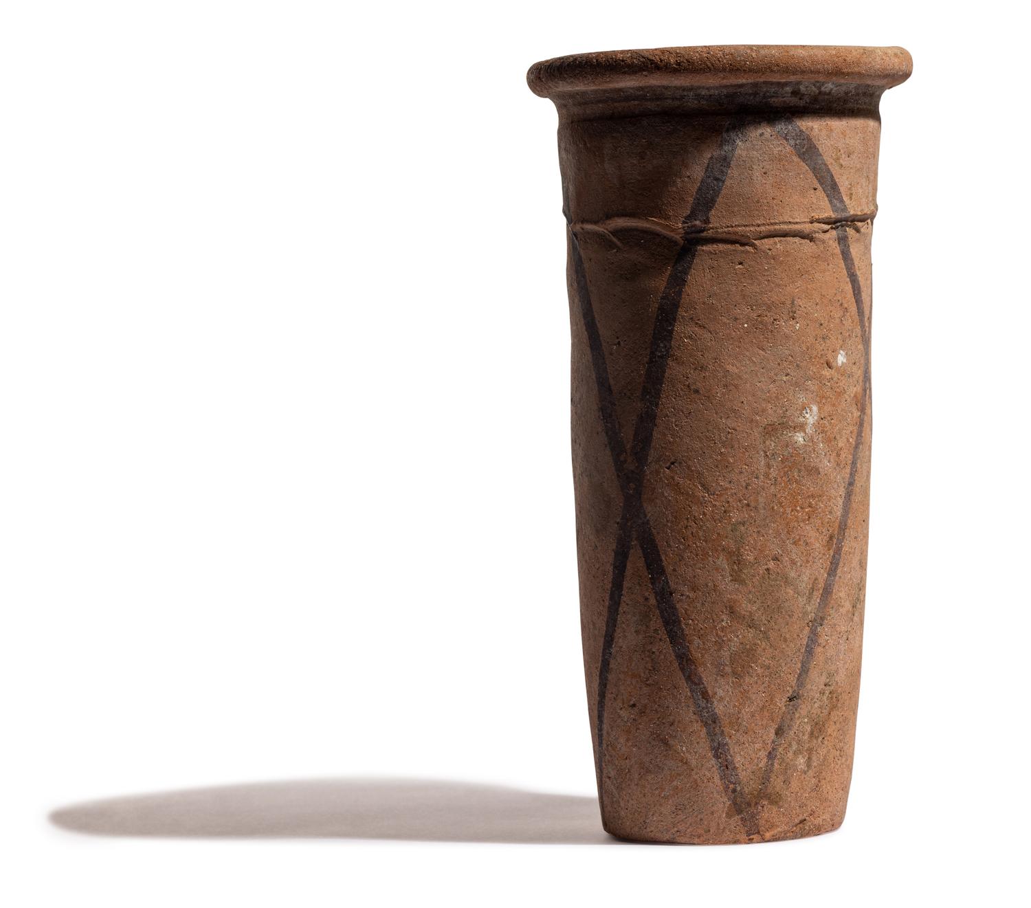 An Egyptian Painted Terracotta Cylinder Jar