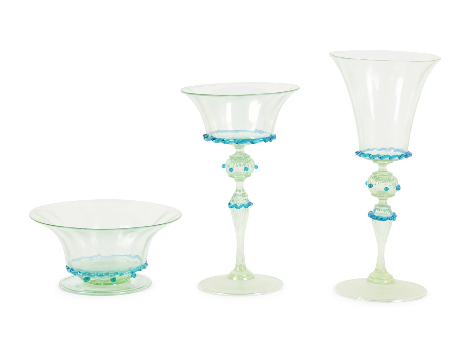 A Venetian Glass Stemware Service