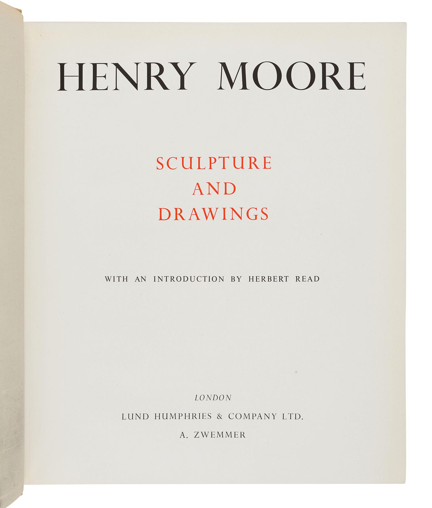 [MOORE, Henry (1898-1986)]. READ, Herbert. Henry Moore: Sculpture and Drawing. London: Lund Humphries & Company, 1946.