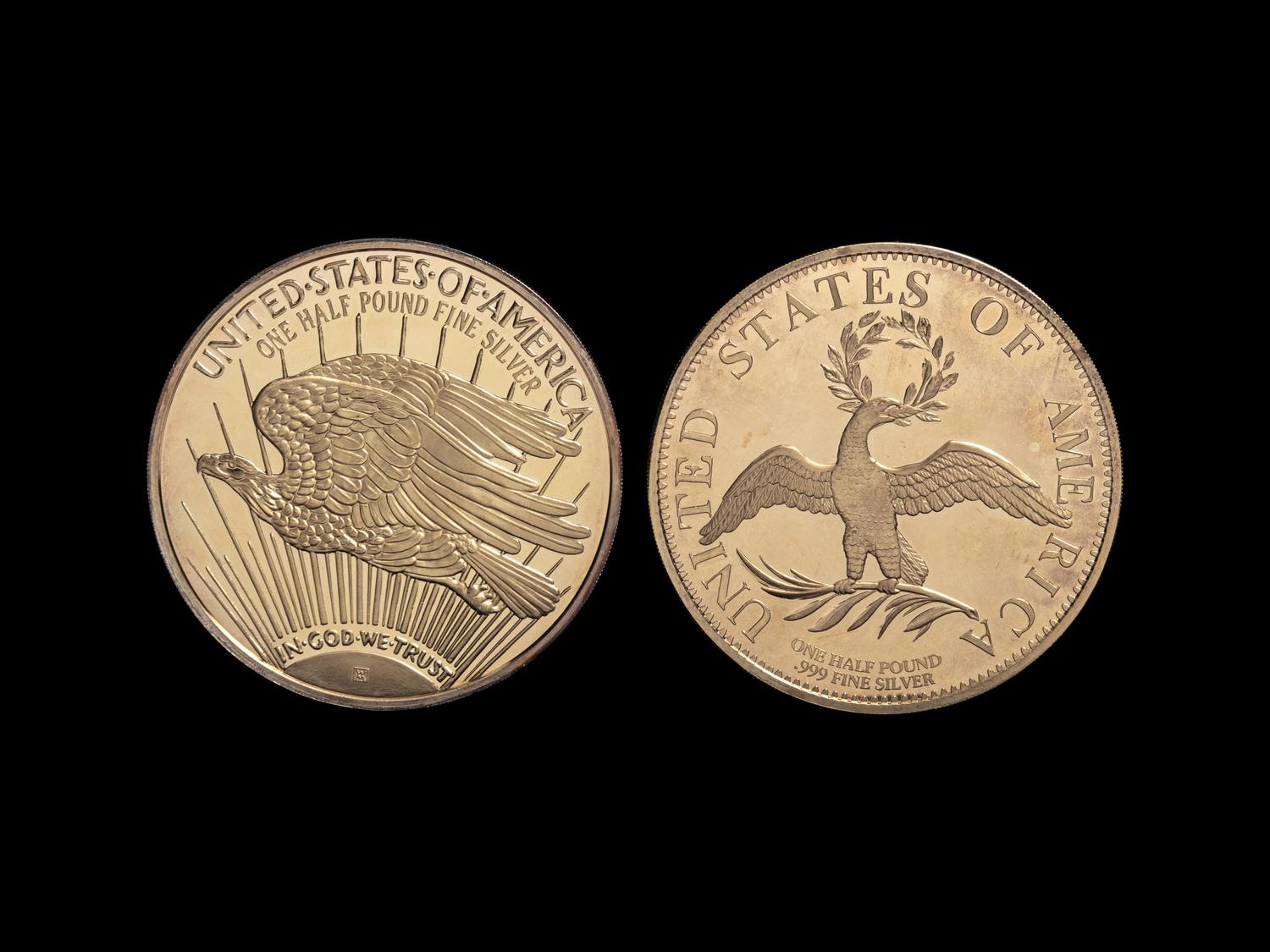 [PRIVATE ISSUE] Two 1/2-Pound Gold-Plated Silver Rounds