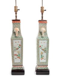 A Pair of Chinese Export Famille Verte Porcelain Vases