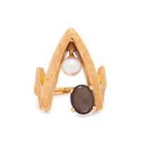 STAR SAPPHIRE AND CULTURED PEARL RING