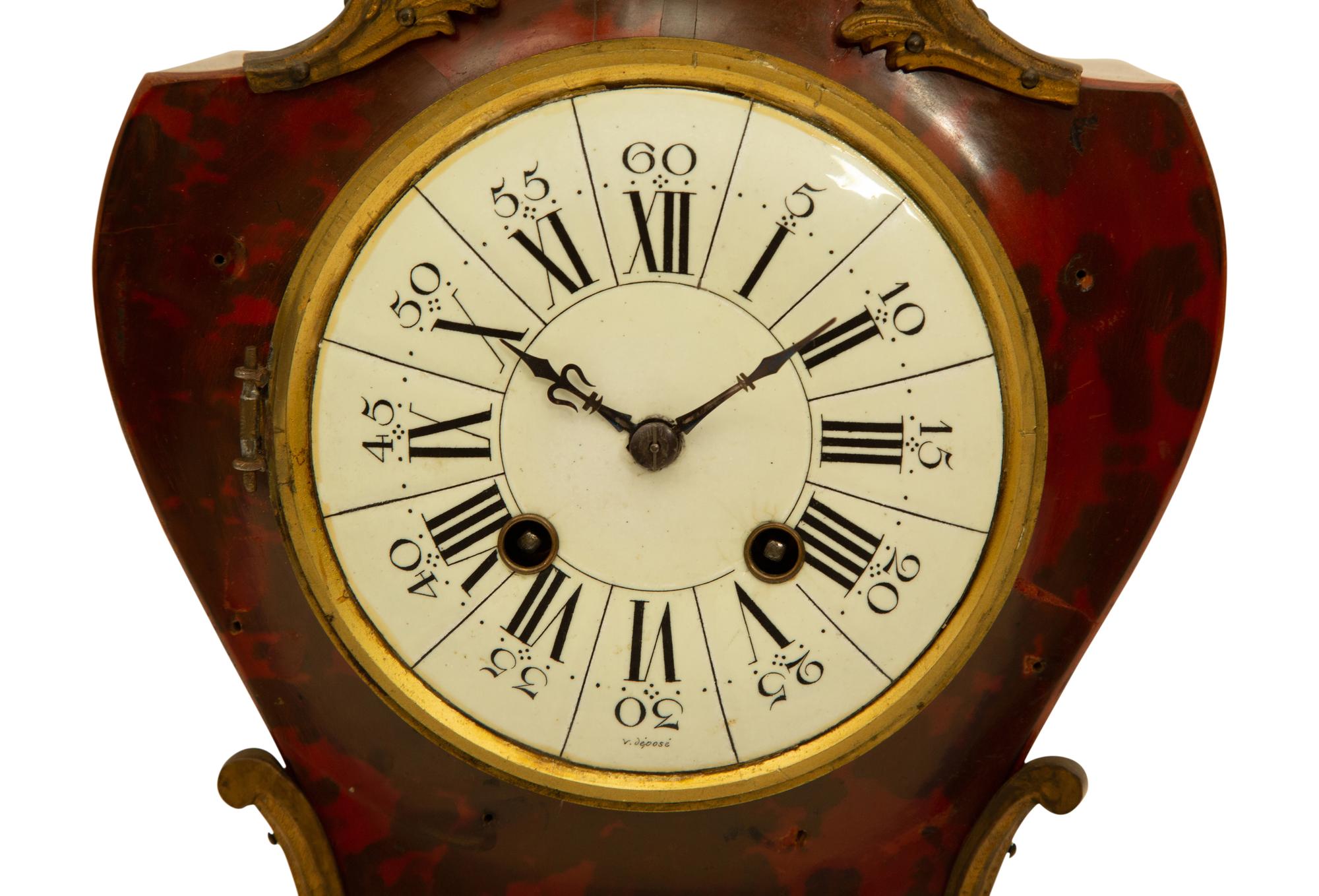 A Louis XV Style Faux Tortoiseshell Shelf Clock