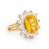 YELLOW SAPPHIRE AND DIAMOND RING