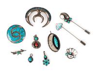 Navajo and Zuni Silver Jewelry, with Inlay
