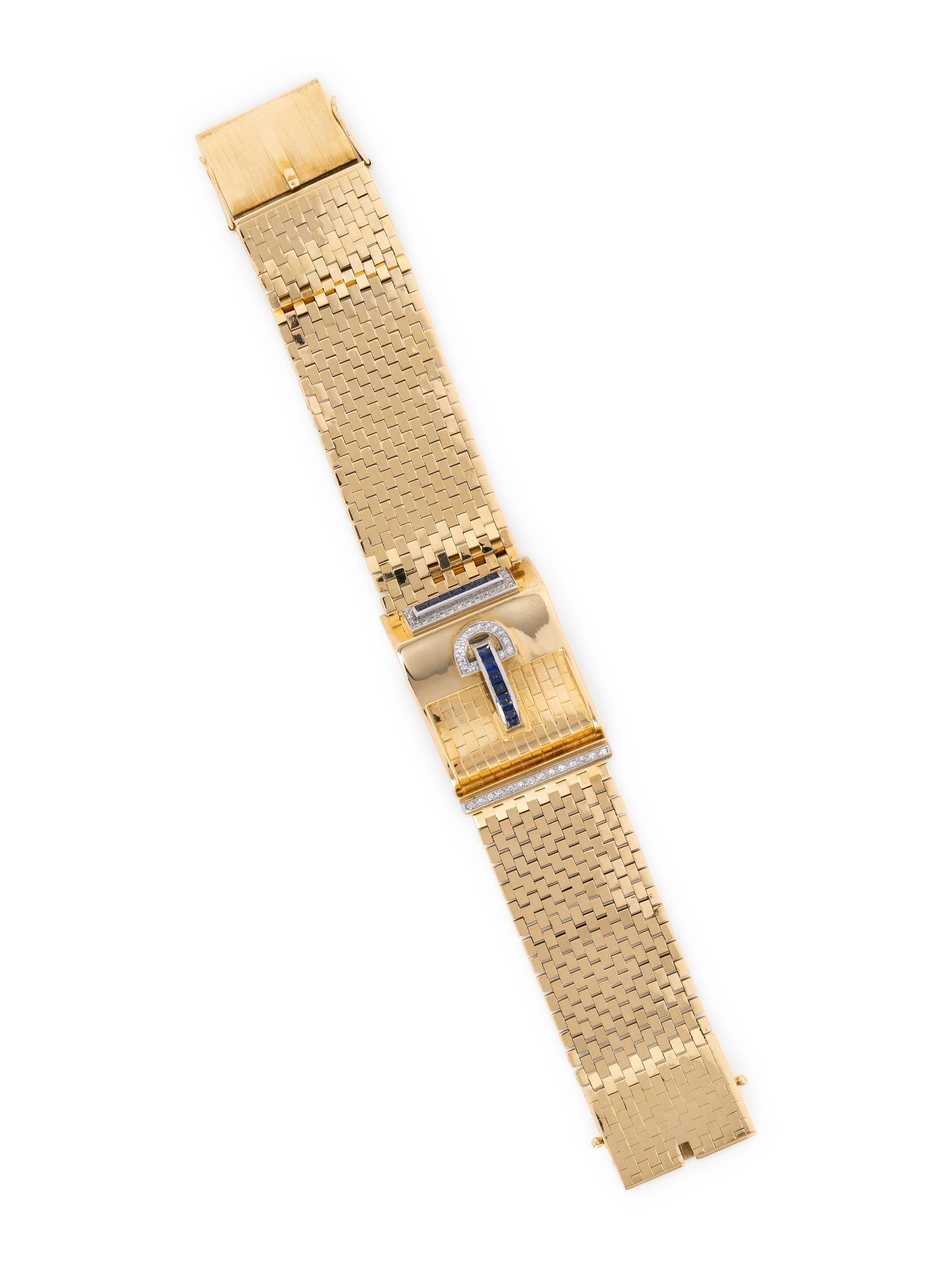 YELLOW GOLD, SAPPHIRE, AND DIAMOND BRACELET
