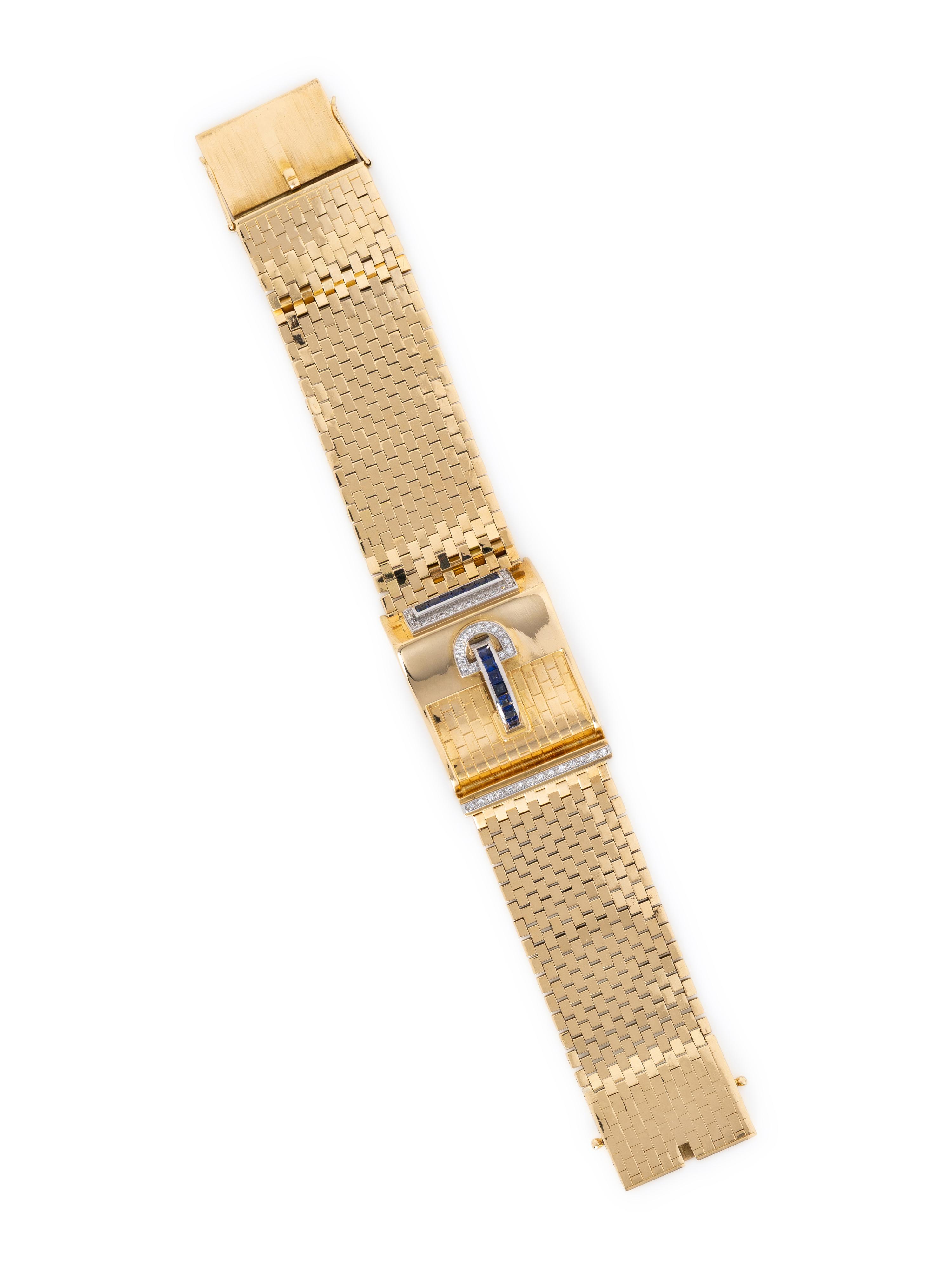 YELLOW GOLD, SAPPHIRE, AND DIAMOND BRACELET