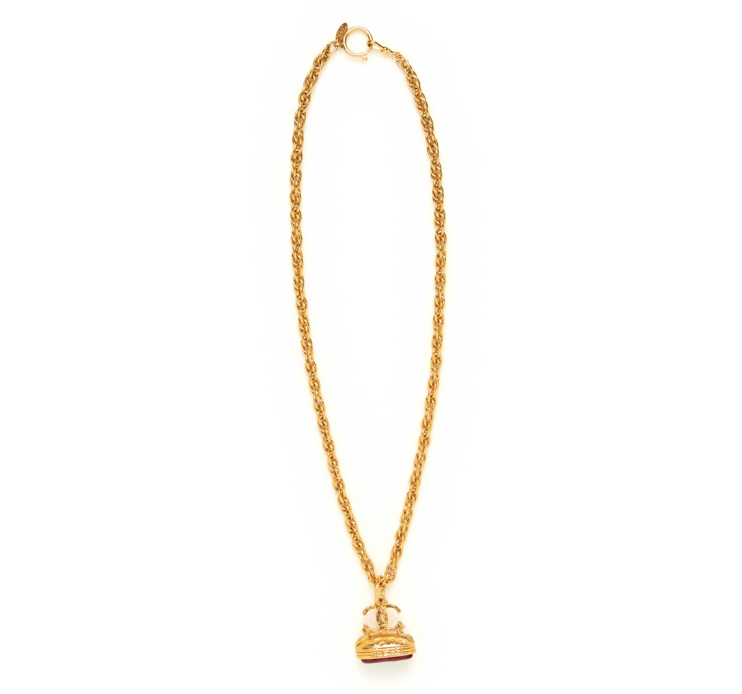 Chanel Chain Necklace With Logo Pendent, 1990s