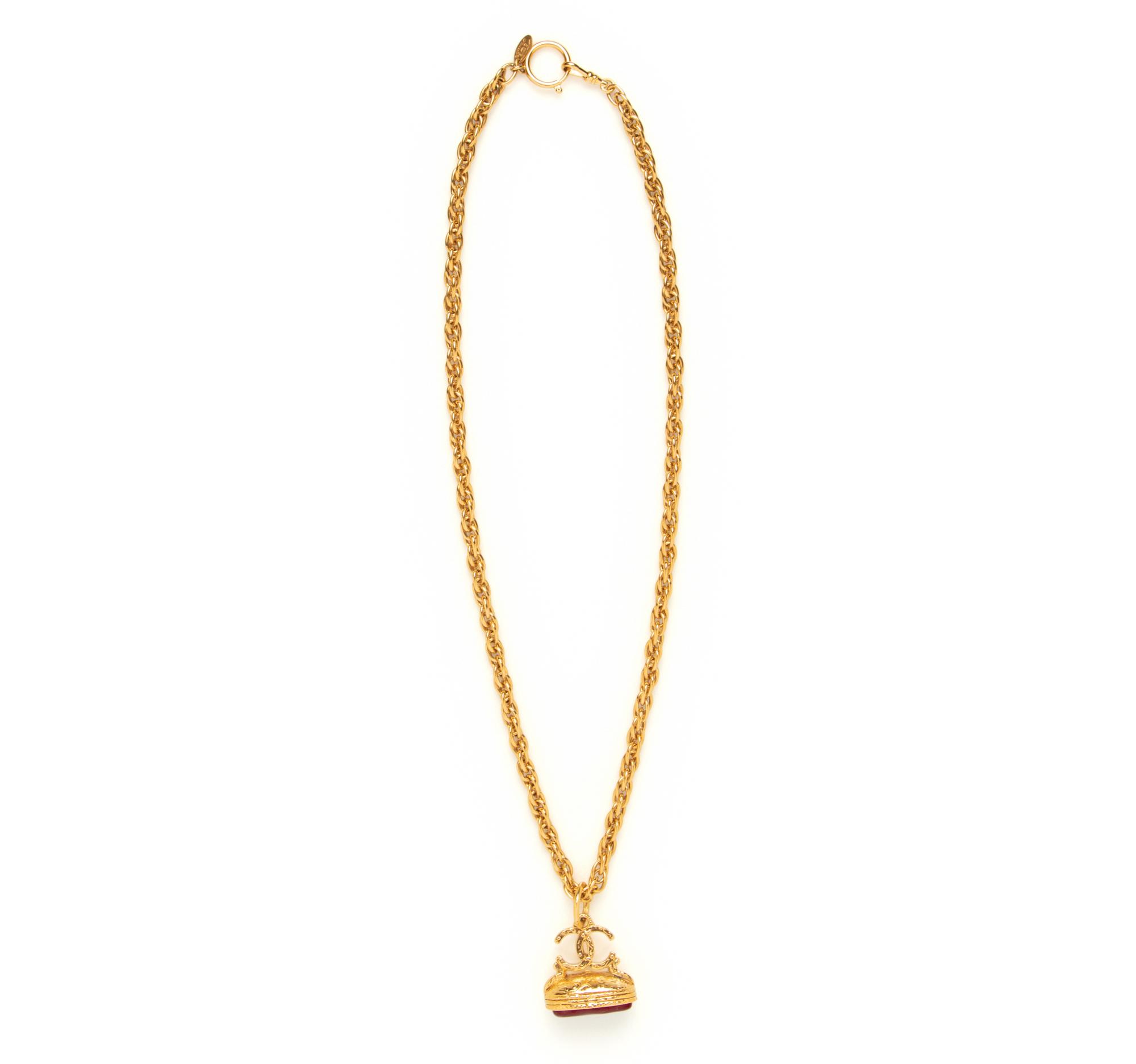 Chanel Chain Necklace With Logo Pendent, 1990s
