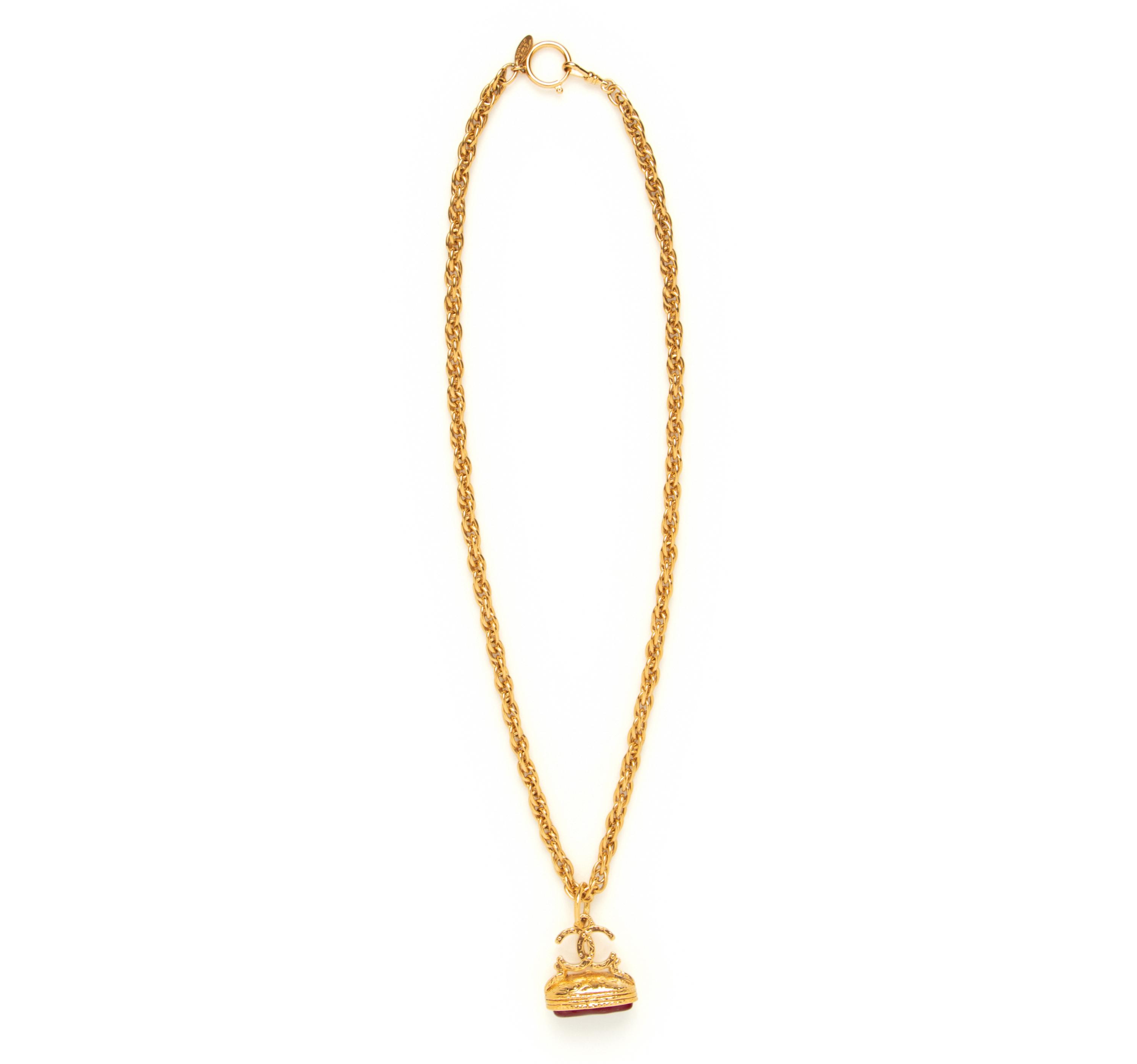 Chanel Chain Necklace With Logo Pendent, 1990s