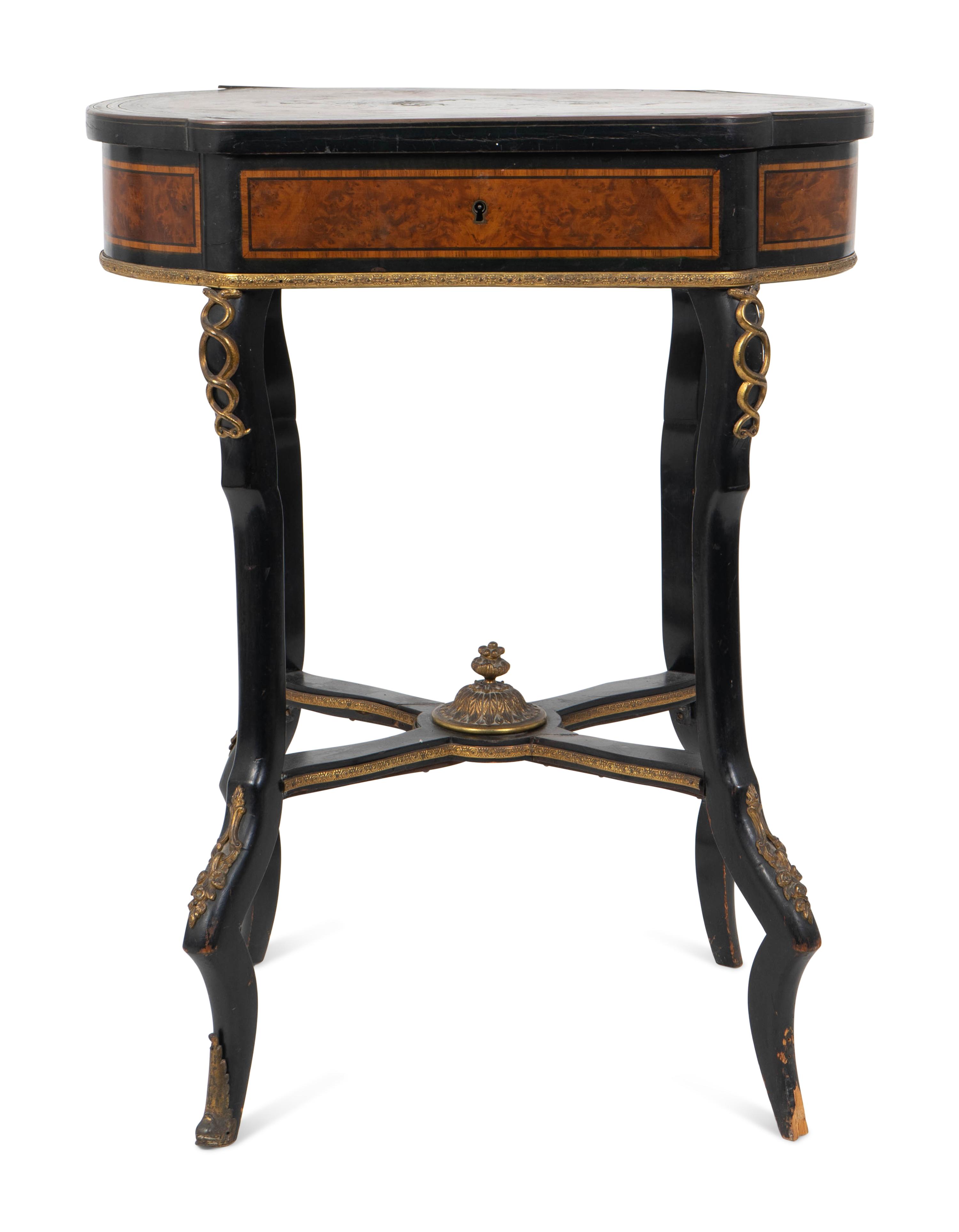 A Napoleon III Gilt Metal Mounted Ebonized and Burl Wood Dressing Table — 19TH CENTURY
