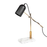 A Castor Catherine Steel, Brass, and Marble Table Lamp