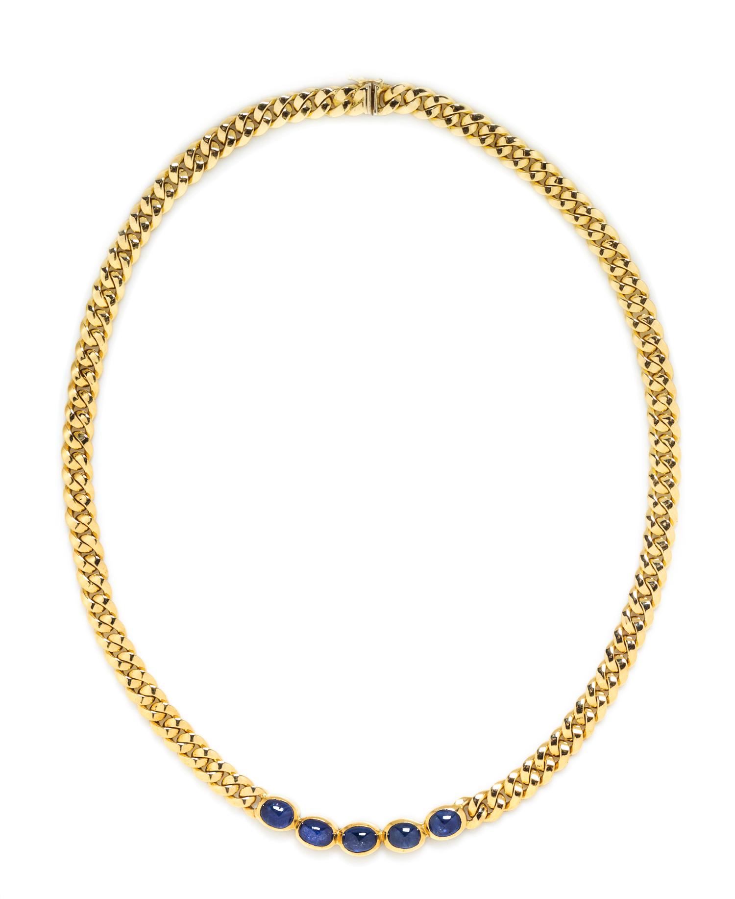 An 18 Karat Yellow Gold and Sapphire Necklace, Fred Paris, 33.50 dwts.