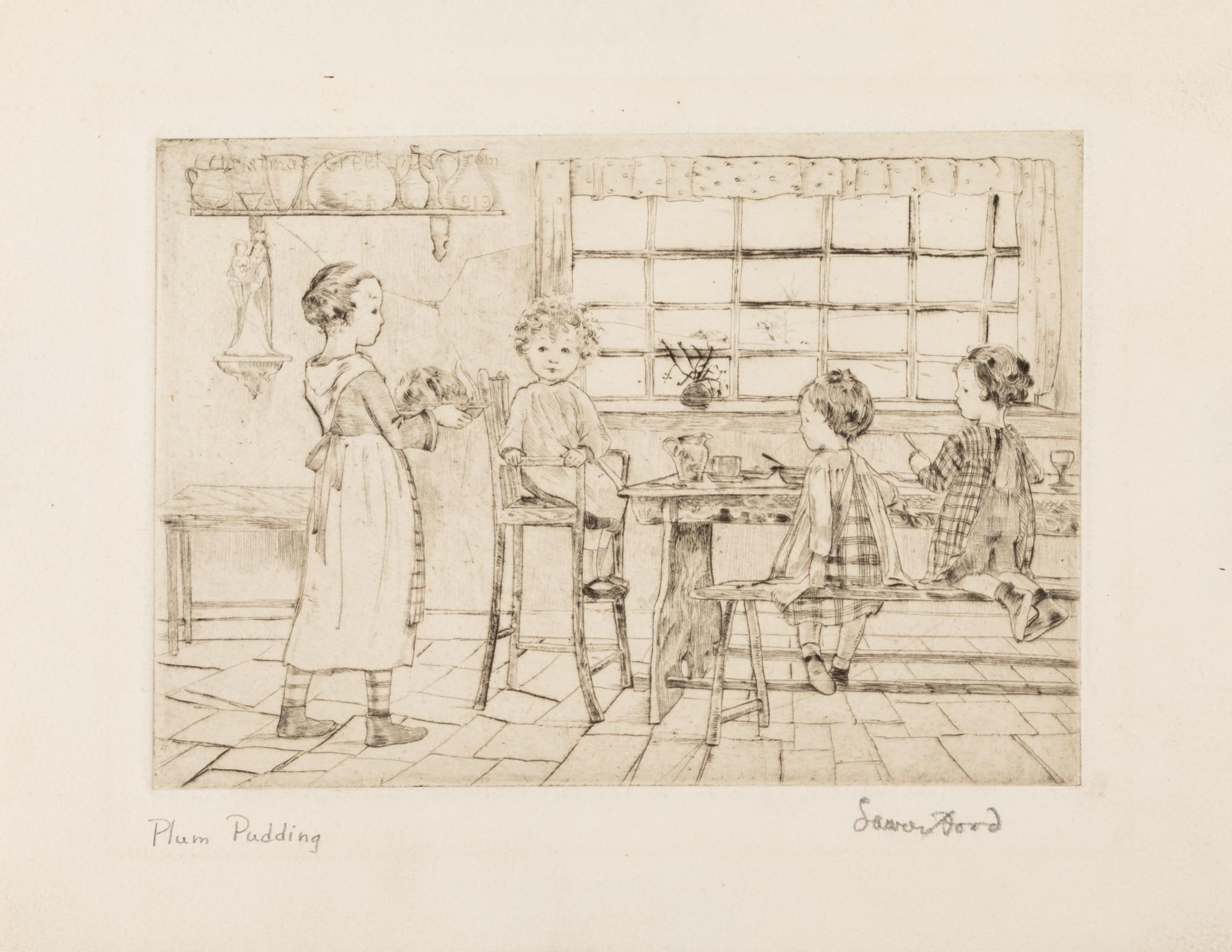 Lauren Ford, (American, 1891-1973), A group of three works: Happy Easter, Nativity, and Plum Pudding