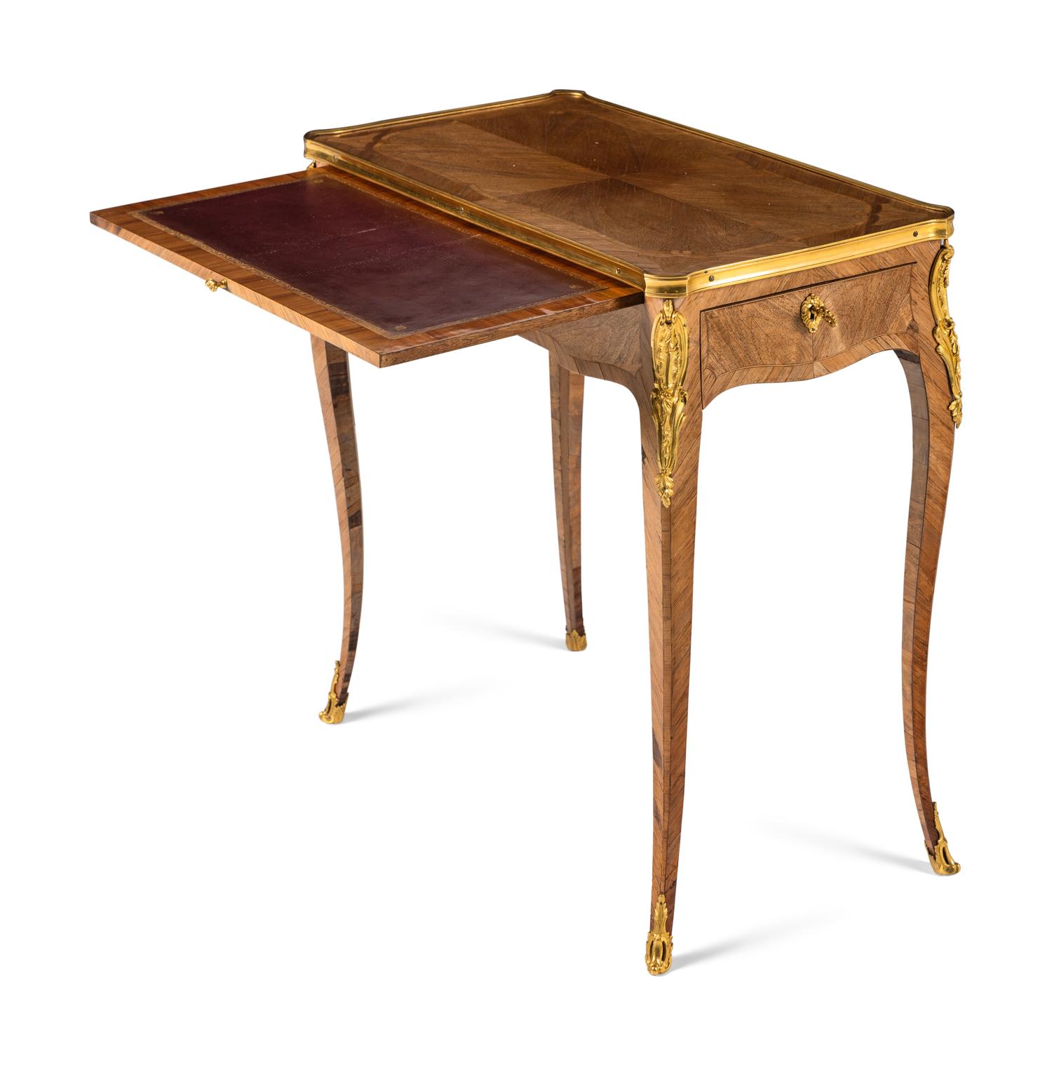 A Louis XV Gilt Bronze Mounted Tulipwood Table à Ecrire