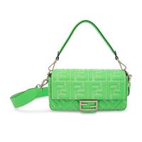 FENDI, MINT GREEN QUILTED LEATHER BAGUETTE