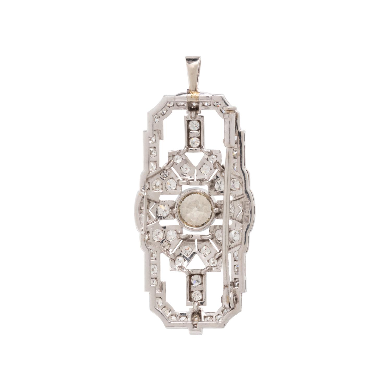 WHITE GOLD AND DIAMOND PENDANT/BROOCH