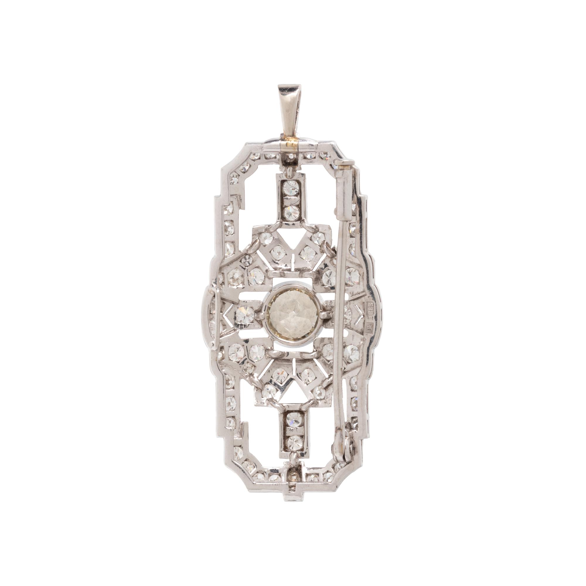 WHITE GOLD AND DIAMOND PENDANT/BROOCH
