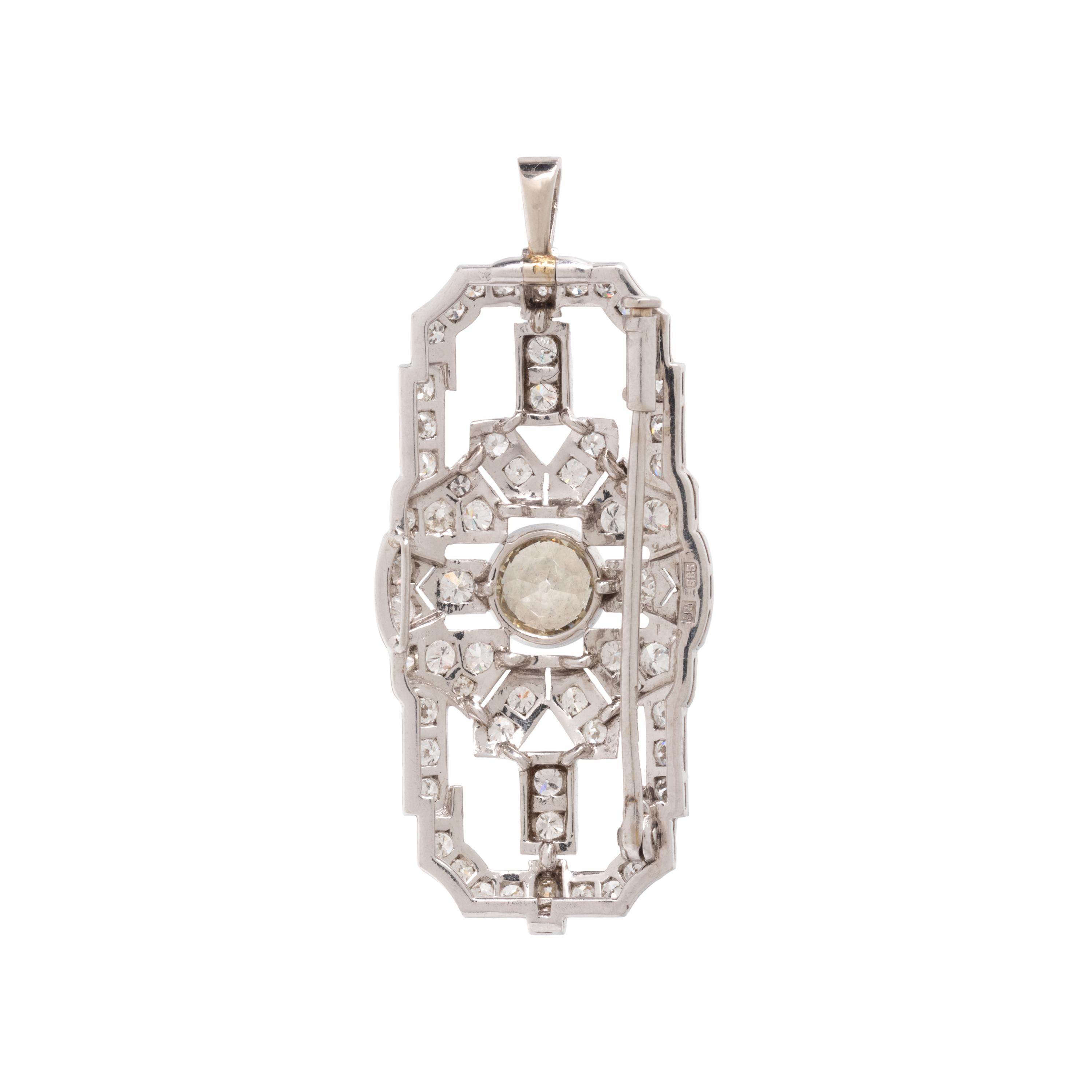 WHITE GOLD AND DIAMOND PENDANT/BROOCH