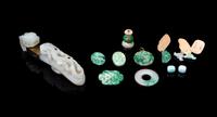 Twelve Chinese Jade and Jadeite Jewelry