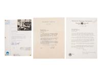 Autographed ephemera from directors, newsmen, Hollywood icons, and other ephemera including John Fitzgerald (1917-1963) Topps collector cards, 1964.