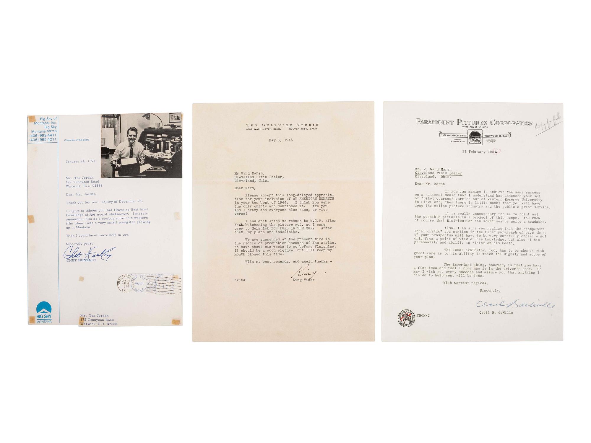 Autographed ephemera from directors, newsmen, Hollywood icons, and other ephemera including John Fitzgerald (1917-1963) Topps collector cards, 1964.