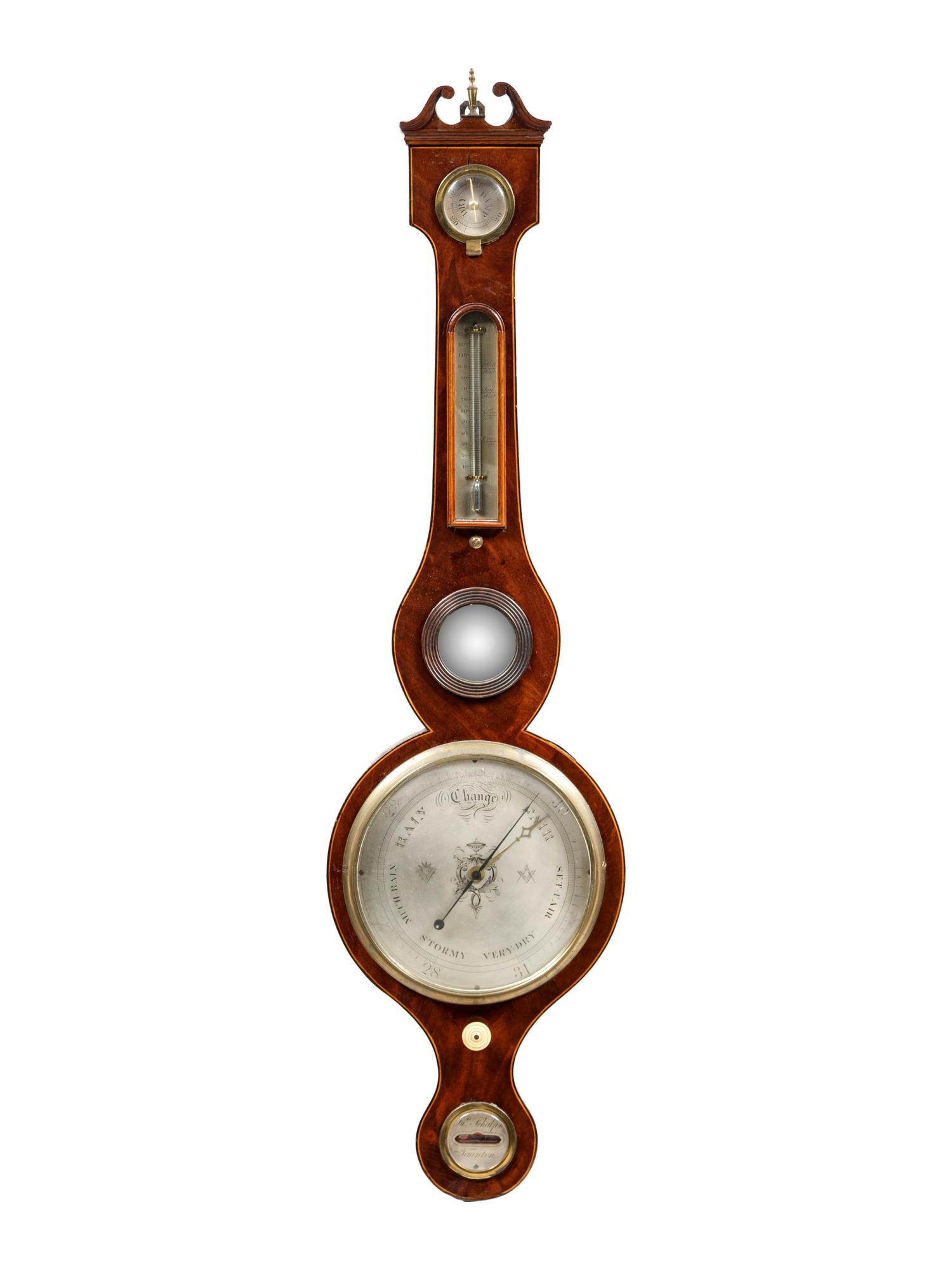 A Regency Brass Mounted Mahogany Banjo Barometer by John Schalfino